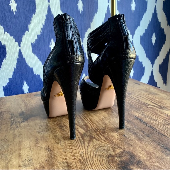 Prada Python Leather Platform Heels - Picture 7 of 16